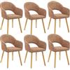 Goeurvant Set di 6 sedie da sala da pranzo con braccioli, poltrone imbottite in tessuto ciniglia con gambe in legno, sedie per cucina, soggiorno e ufficio, arancione