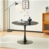 buybyroom Stil Scandinavo Tavolo da Pranzo Moderno Tondo, Scrivania, Tavolo da Bar, Adatto per Cucina, Sala da Pranzo, Soggiorno e Ufficio, per 2-4 Persone, Diametro 100 cm, Nero
