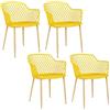 HOME DECO FACTORY THE Malaga-Set di 4 sedie da Esterno, Colore: Giallo, Polipropilene Ferro, 54.1 x 80 x 62.2 cm