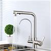 ZPSPZ Rubinetto 3 Vie Cucina con Doccetta Estraibile Ottone Spazzolato Acqua Fredda e Calda Bevanda Dritta Girevole A 360 ° Multi-Funzione Miscelatore Cucina-A