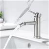 ONECE Rubinetto Bagno Lavabo, Miscelatore Monocomando con Girevole Bocca Spruzzatore, Rubinetti per Lavabo e Bidet, Aeratore Rimovibile, Acciaio Inox 304 Spazzolato, Acqua Calda e Fredda