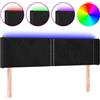 vidaXL Testiera LED nera 147x16x78/88 cm Velluto