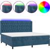 vidaXL Letto a molle con materasso e LED blu scuro 200x200 cm in velluto