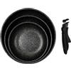 CMP KC25291 Set di 3 padelle antiaderenti con manico rimovibile, 21/25/29 cm
