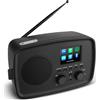 MEDION® Radio Internet MEDION con DAB+ LIFE IRE-1 (WLAN, radio FM DAB Plus, Bluetooth, EQ, protezione antigoccia, antenna telescopica, Spotify Connect, sveglia con funzione snooze, dimmer display regolabile) nero