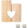 FDDU Portacandele In Legno, 2 Pezzi Portacandele a Forma Di Cuore, Portacandele In Legno Naturale, Legno Fatto a Mano Con Candela Candeliere In Legno per San Valentino, Festa, Decorazioni Per La Casa