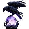 Generico Lampada a LED Raven's Moonlight, corvo misterioso su scultura di luminosa, decorazioni per la casa fantasy, regalo per collezionisti gotici, appassionati di Halloween e amanti dei libri