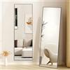 Hamlody Specchio da Terra Rettangolare 162 x 52 cm, Specchio a Figura Intera con Supporto, Cornice Lega di Alluminio, Vetro Temperato, Appendere o Appoggiato, Camera da Letto Soggiorno Ingresso, Nero