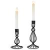 Sziqiqi Portacandele in Metallo Geometrico - Set di 2 Candelabro Moderno in Ferro Nero Candelieri Candelabri Centrotavola Decorativo per Soggiorno Festa Natale Halloween Tavolo da Pranzo