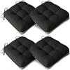AddGrace Set di 4 cuscini extra spessi per sedie da pranzo, antiscivolo, morbidi, con lacci, 40,6 x 40,6 x 10,2 cm, nero