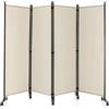 LIFEZEAL Divisorio a 4 Pannelli, Separè per Interno, Esterno, Paravento Mobile, Pieghevole, Parete Divisoria, Telaio in Metallo, con 10 Ruote, Protezione di Privacy, Separatore di Spazio (beige)