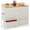 Relaxdays Cassettiera Camera da Letto, Comò con 7 Cassetti in Tessuto, HLP: 85x100x30,5 cm, Settimino, Beige Bianco