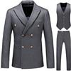 ZDJSWJ Abito a righe sottili con doppia fibbia per uomo a tre pezzi slim fit abito da sposa formale set di pantaloni elegante business giacca, Grigio 3 Pc, M