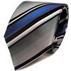 TigerTie seta cravatta blu argento grigio bianco nero a righe - Cravatta di seta
