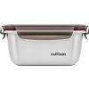 CANDL Cuitisan (Flora) contenitore ermetico per alimenti in acciaio inossidabile con coperchio con chiusura a clip, adatto a forno e microonde, EC7-SS04, rettangolare (14,8cm x 10,8cm x 7,1cm/500ml)
