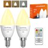 Lamptobe Lampadina LED con Telecomando E14 - Dimmerabile, 3 Temperature Colore (Caldo/Freddo/Caldo Luminoso), Funzione Timer & Memoria, 4W (Equivalente 30-40W) C37 per Lampada da Comodino & Luci Notturne