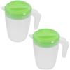 NUOBESTY Brocca in Plastica da Frigo 1l, 2 Pezzi, per Succo e Cocktail | Colore Verde Chiaro, Coperchio e Manico, Beccuccio Largo, per Bar e Servizio a Buffet