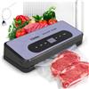 DSkiley Macchina sottovuoto per la conservazione degli alimenti, potente aspirazione 80 kPa, taglierina integrata e kit di avviamento, modalità asciutto e umido, conto alla rovescia digitale, design
