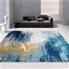 Generico Tappeto, Dark Blu Giallo Bianco Watercolour Art Deco,Multicolore,140 x 200 cm, Tappeti Soggiorno Camera Da Letto Salotto Carpet for Bedroom