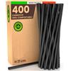 Baciato Caffè 400 Cannucce Colore Nero 21 cm x 6,8 mm - Rigide e Riutilizzabili 100% Ecologiche e Compostabili Made in Italy - Ideali per Bevande Cocktail Drink Eventi e Feste