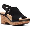 Clarks Sandalo donna Giselle Sea Zeppa, Camoscio nero, 40.5 EU