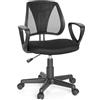 HJH Office 725106 Sedia Girevole per Bambini KIDDY CD Tessuto a rete Nero, Schienale Regolabile in Altezza
