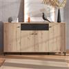 Dmora Credenza Fuhaka 170x40x90h cm Marrone Rovere Nodi un Cassetto 3 Ripiani, Madia Apertura Battente e Scorrevole