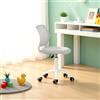 FurnitureR Sedia girevole multiuso per soggiorno, sedia da computer ergonomica regolabile, schienale traspirante con motivo a pois, girevole a 360°, colore: grigio