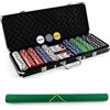 COSTWAY Chips Poker Set da Poker di 500 Chips, Inclusi 2 Mazzi di Carte da Poker 5 Dadi 1 Pulsante Dealer Valigetta in Alluminio (Argento)