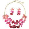 Bocar Set Collana Girocollo a 2 Strati e Orecchini con Conchiglie, Stile Casual per Donna (NK-10248-rose)