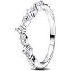 PANDORA Timeless Wish brillante, anello alternato in argento Sterling con zirconia cubica trasparente, 48