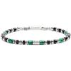 Generico Bracciale Unisex Marlù 30BR0007 in Acciaio con Pietre Verdi e Nere Catena Marine