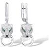 Santuzza Panther - Orecchini pendenti da donna, in argento Sterling 925, motivo leopardato, Argento sterling Argento Sterling zirocnia cubica, zirconia cubica