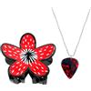 Fortivae Stranger Collana con Pendente a Forma di Plettro per Chitarra Eddie, 2 Pezzi, Collana Rock con Fermaglio per Capelli Dart Demogorgon per i Fan di Stranger, Regalo Cosplay Unico e Originale
