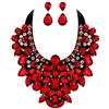 EVER FAITH Parure Gioielli donna, Cristallo Retro Costume Statement Collana Orecchini Set per Banchetto, Ballo Rosso Oro-fondo