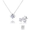 gioiellitaly Completo ciondolo punto luce argento 925 rodiato catenina veneziana 42 cm orecchini punto luce con Zirconi Bianchi 6mm Taglio Diamante gioiello elegante donna ragazza