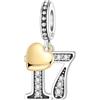 PANPOKI Ciondolo a forma di numero per bracciale e collana, in argento Sterling 925 con zircone e cuore placcato oro 18 carati, regalo per anniversario, compleanno, età (10, 13, 15, 16, 18, 20, 21, 25