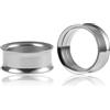 Vankula Dilatatori Lobo Double Flared tunnel dilatatore orecchie in Acciaio inossidabile lobi piercing espansori Gioielli Uomo Donna 22mm(7/8) Argento