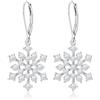 Clearine Orecchini a fiocco di neve con perno in argento Sterling 925, delicati rotondi con cluster di zirconia cubica a fiore, orecchini pendenti a goccia con chiusura leverback, gioielli per