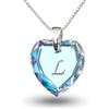 Kristallwerk Collana in argento 925, con ciondolo a forma di cuore contenente elementi di cristalli Swarovski e una lettera alfabetica incisa. Colore: azzurro. Personalizzabile e argento, colore: Buchstabe L , cod. 622518001BLABLKS