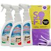 FEI FAN SET: 3x Detergente Spray SAN AIR Climatizzatori Igienizzante, Disodorante 750ml + Panno SOFT In Lattice, Formato 30x30cm
