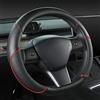 GIANT PANDA Coprivolante in Pelle PU per Tesla Model 3 Y, Forma D 36 cm (14-14.5 Pollici), Nero e Rosso
