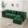 Luscriate Divano angolare modulare a forma di L, divano angolare con ottomano, divano modulare a coste a tre posti con seduta profonda, per soggiorno, non richiede montaggio, verde, 3 posti + 1 (verde, E-3S+1)