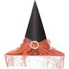 CHUANGOU Cappello da Strega di Halloween,Copricapo Costume da Strega Cappello di Streghetta,Donna Cappello da Strega (Arancione)