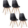 GrandCA HOME Set di 4 Sedie da cucina in plastica, sedie da pranzo moderne, gambe in plastica effetto legno, stile scandinavo, adatte per sala da pranzo, soggiorno e cucina - Nero