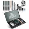 IMALPQPP Set disegno 27 pezzi, kit disegno professionale, include matite, matite a carboncino e altri accessori, versatile set matite da disegno per schizzi o ombreggiature, per principianti e artisti esperti