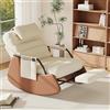 SAOOZBE Poltrona dondolo con sgabello, Poltrona oscillante con schienale regolabile in 3 posizioni, Poltrona relax con morbido poggiatesta, Poltrona lounge, Poltrona da lettura per soggiorno, balcone