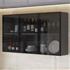 Tqertrtfxa Pensile da Cucina in Vetro e Metallo - Armadietto da Parete per Cucina, Balcone e Bagno (90x30x60cm/35.4x11.8x2)