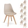 GrandCA HOME Set di 10 Sedie da cucina in plastica, sedie da pranzo moderne, gambe in plastica effetto legno, stile scandinavo, adatte per sala da pranzo, soggiorno e cucina - Cachi