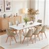 H.J WeDoo Tavolo da pranzo rettangolare con 8 sedie, set di 8 sedie scandinave e tavolo da cucina, allungabili, per soggiorno, cucina, ufficio (tavolo bianco da 120-160 cm + 8 sedie cachi scuro)